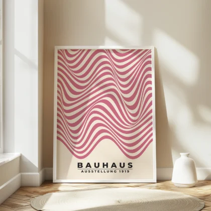 Modern Bauhaus Print – Pink Waves