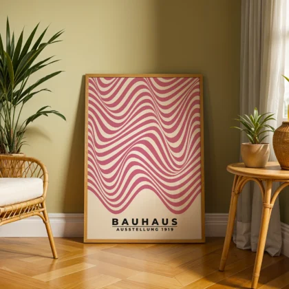 Modern Bauhaus Print – Pink Waves