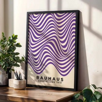 Modern Bauhaus Print – Purple Waves
