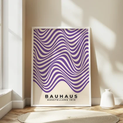 Modern Bauhaus Print – Purple Waves