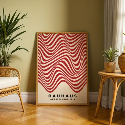 Modern Bauhaus Print – Red Waves