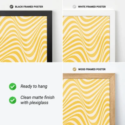 Modern wall decor featuring yellow curves on cream paper as abstract waves wall art