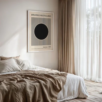 Solid black disk surrounded by straight black stripes on light paper
