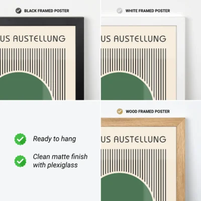 Minimalist green and black line design for wall art