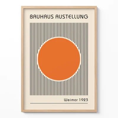 Orange Abstract Artwork – Bauhaus Poster Circle Lines