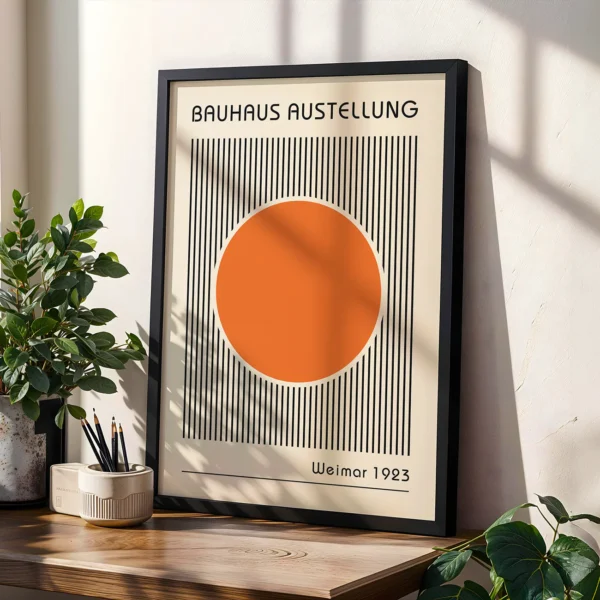 Orange Abstract Artwork – Bauhaus Poster Circle Lines