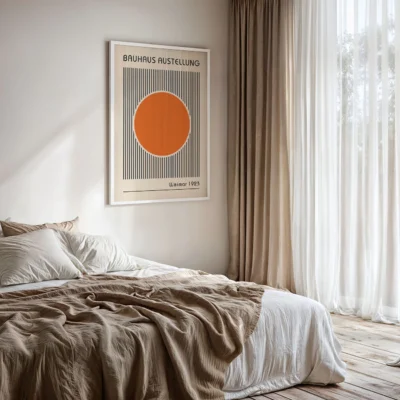 Orange Abstract Artwork – Bauhaus Poster Circle Lines