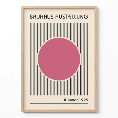Pink Abstract Artwork – Bauhaus Poster Circle Lines