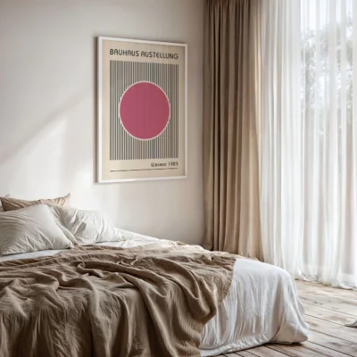 Pink Abstract Artwork – Bauhaus Poster Circle Lines