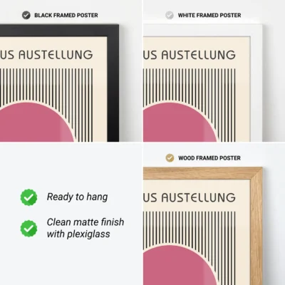 Pink Abstract Artwork – Bauhaus Poster Circle Lines