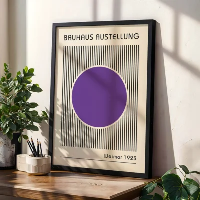 Purple Abstract Artwork – Bauhaus Poster Circle Lines