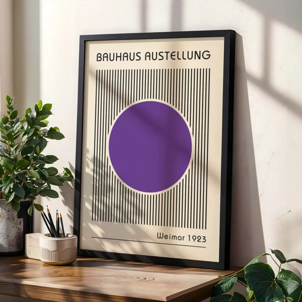 Purple Abstract Artwork – Bauhaus Poster Circle Lines