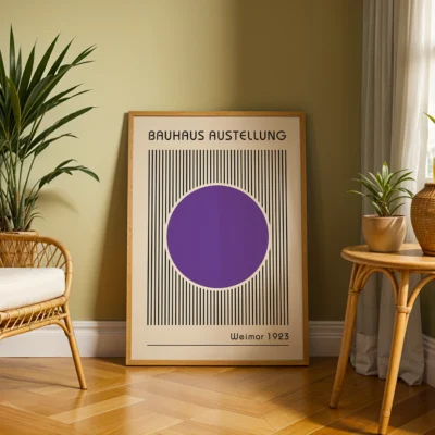 Purple Abstract Artwork – Bauhaus Poster Circle Lines