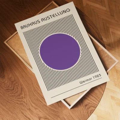 Purple Abstract Artwork – Bauhaus Poster Circle Lines