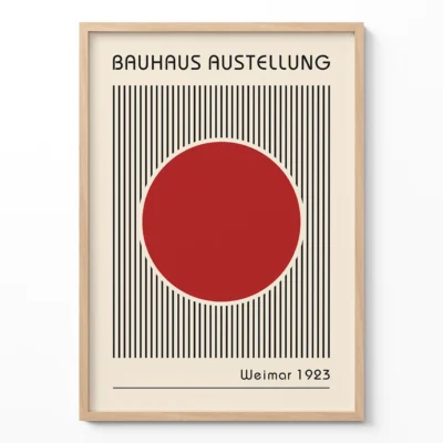 Red Abstract Artwork – Bauhaus Print Circle Lines