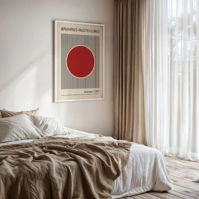 Red Abstract Artwork – Bauhaus Print Circle Lines