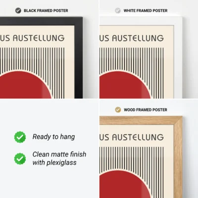 Red Abstract Artwork – Bauhaus Print Circle Lines