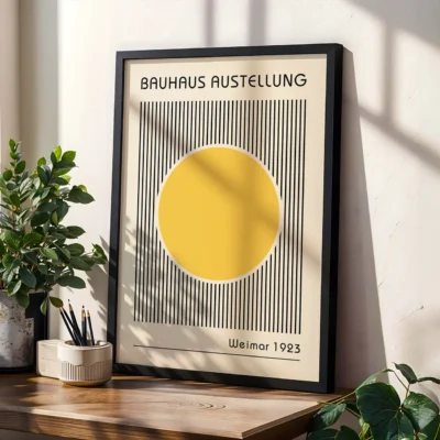 Yellow Abstract Artwork – Bauhaus Poster Circle Lines