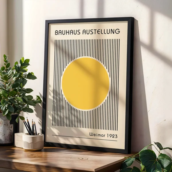 Yellow Abstract Artwork – Bauhaus Poster Circle Lines