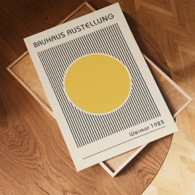 Yellow Abstract Artwork – Bauhaus Poster Circle Lines