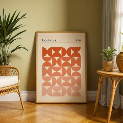 Modern minimalist wall art playful half-circle pattern in warm tones