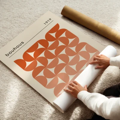 Modern minimalist wall art clean row of terracotta and peach shapes