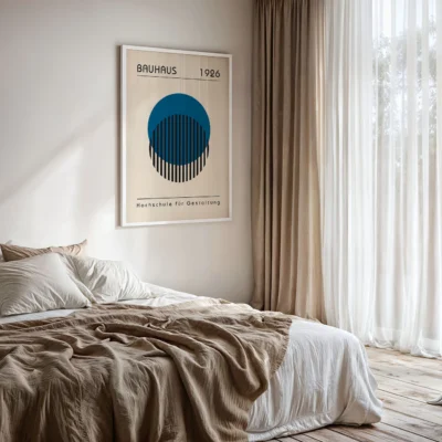Vintage Wall Art – Blue Bauhaus Poster Nested Circles