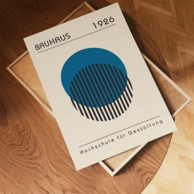 Vintage Wall Art – Blue Bauhaus Poster Nested Circles