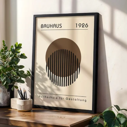 Bauhaus Wandbild – Brauner Kreis mit Linien