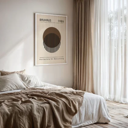 Bauhaus Wandbild – Brauner Kreis mit Linien