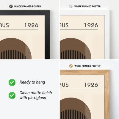 Vintage wall art simple brown circle and black stripes