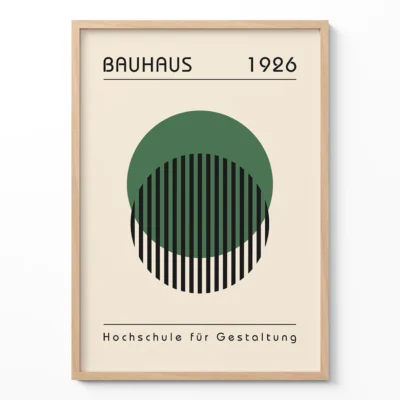 Retro Wall Art – Green Bauhaus Poster Nested Circles