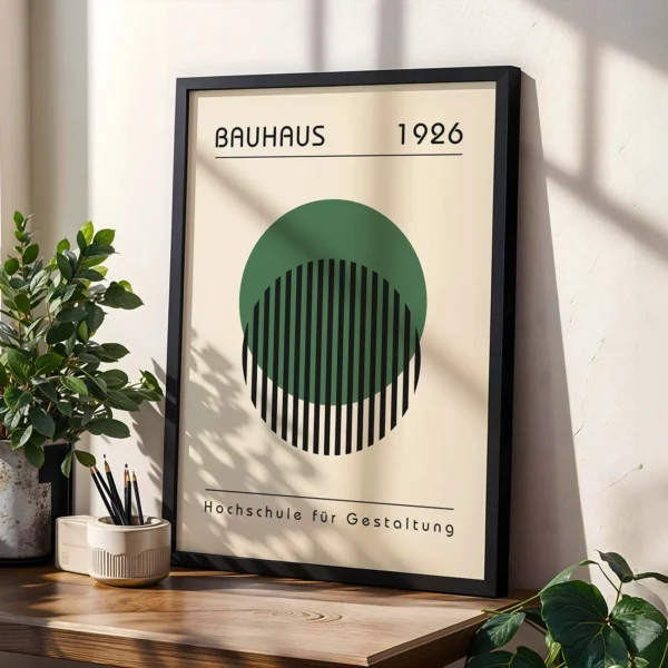 Retro Wall Art – Green Bauhaus Poster Nested Circles