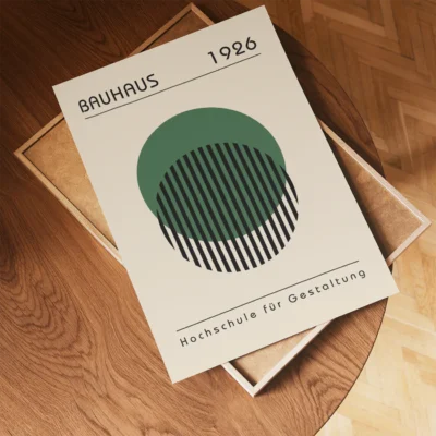 Retro wall art minimalist Bauhaus poster green and black