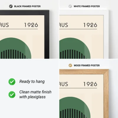 Retro wall art simple green circle with black lines