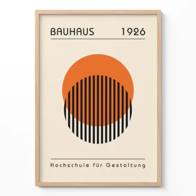 Retro Wall Art – Orange Bauhaus Print Nested Circles