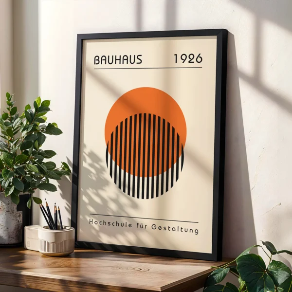 Retro Wall Art – Orange Bauhaus Print Nested Circles