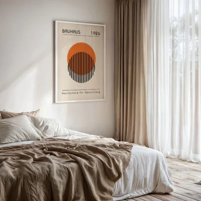 Retro wall art Bauhaus poster geometric orange and black design