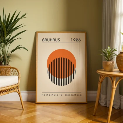 Bauhaus Wall Art – Orange Circle Composition