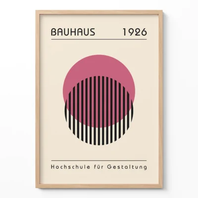 Retro Wall Art – Pink Bauhaus Poster Nested Circles