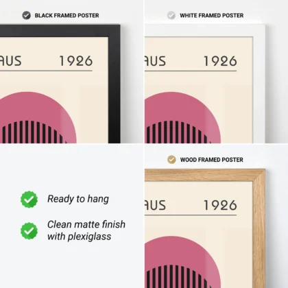 Bauhaus Wandbild – Rosa Kreis mit Linien