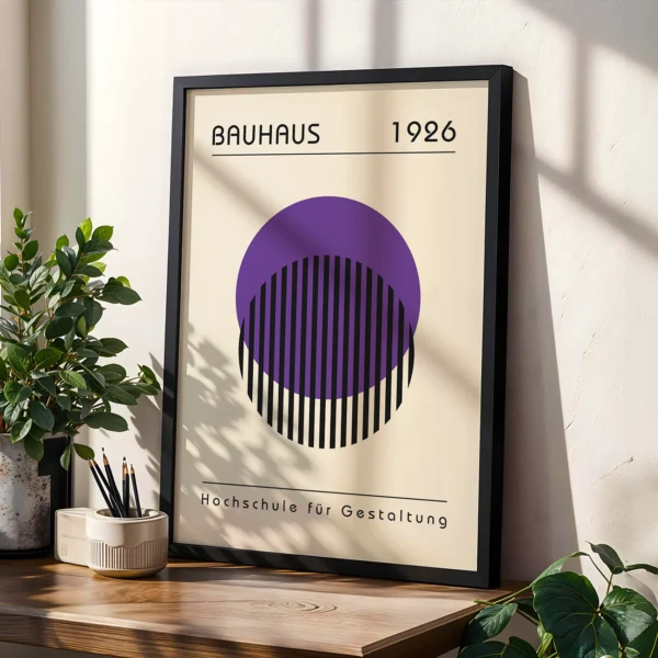 Vintage Wall Art Decor – Purple Bauhaus Poster Nested Circles