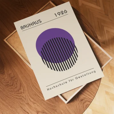 Vintage wall art decor playful purple and black striped poster