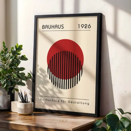 Bauhaus Wandbild – Roter Kreis mit Linien