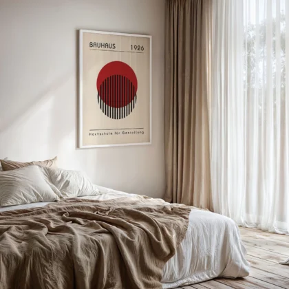 Bauhaus Wandbild – Roter Kreis mit Linien