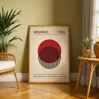 Bauhaus Wandbild – Roter Kreis mit Linien