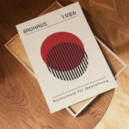 Bauhaus Wandbild – Roter Kreis mit Linien