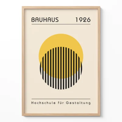 Vintage Wall Decor – Yellow Bauhaus Poster Nested Circles