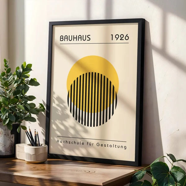 Vintage Wall Decor – Yellow Bauhaus Poster Nested Circles