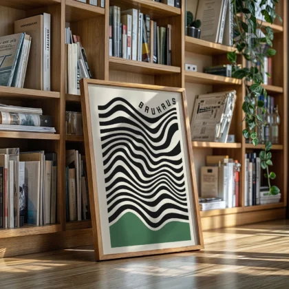 Bauhaus Wandbild – Wellenmuster Grün